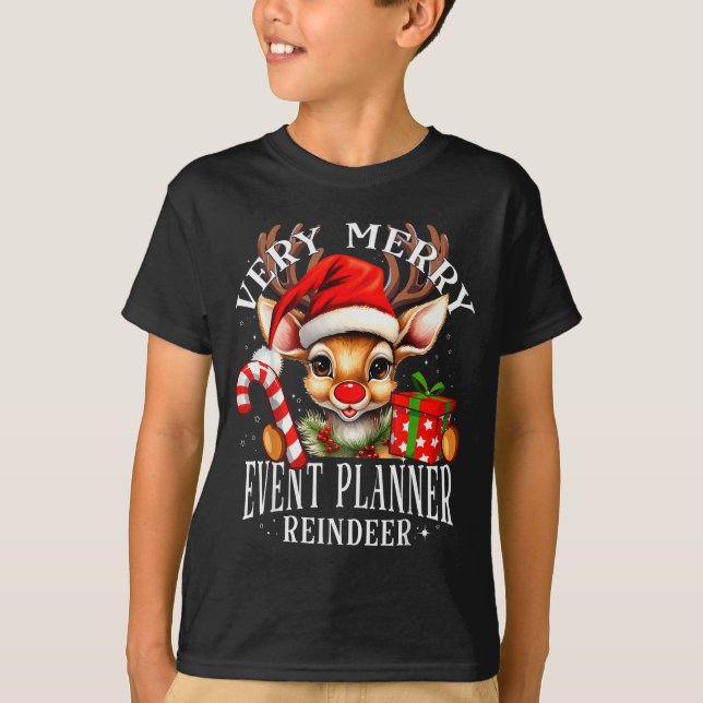 Very Merry Event Planner Reindeer Matching Christm T Shirt (Framsida)