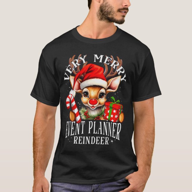 Very Merry Event Planner Reindeer Matching Christm T Shirt (Framsida)