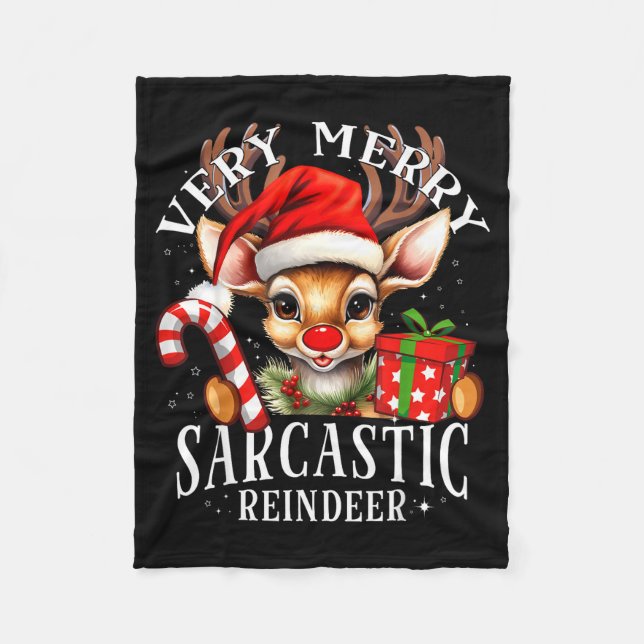 Very Merry Sarcastic Reindeer Matching Christmas  Fleecefilt (Framsidan)