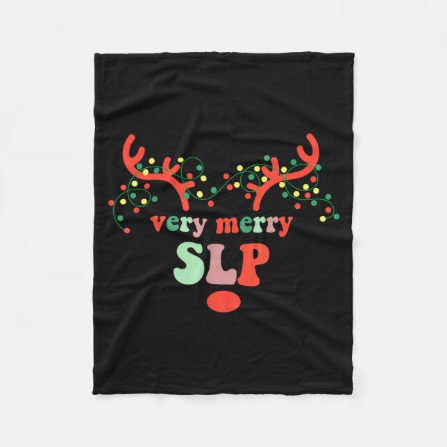 Very Merry Slp Reindeer Christmas Speech Therast X Fleecefilt (Framsidan)
