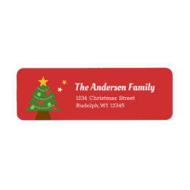 Very Merry Starlight Christmas Tree Return Address Returadress Etikett