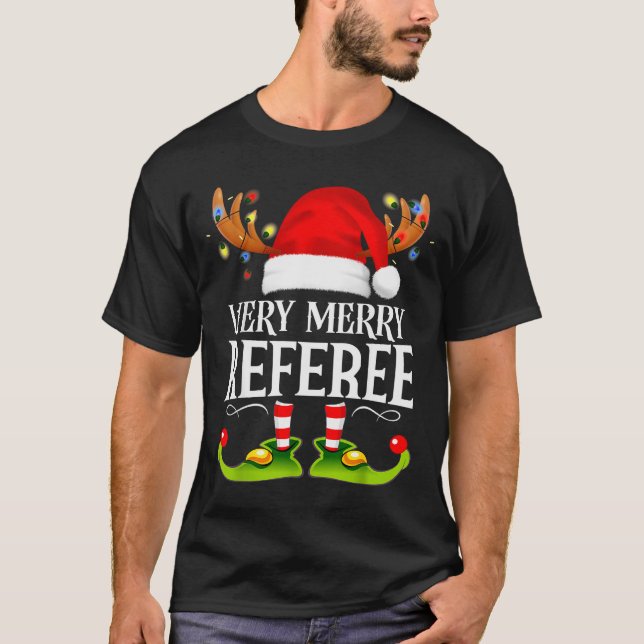 Very Merry X-mas Referee Matching Christmas  T Shirt (Framsida)