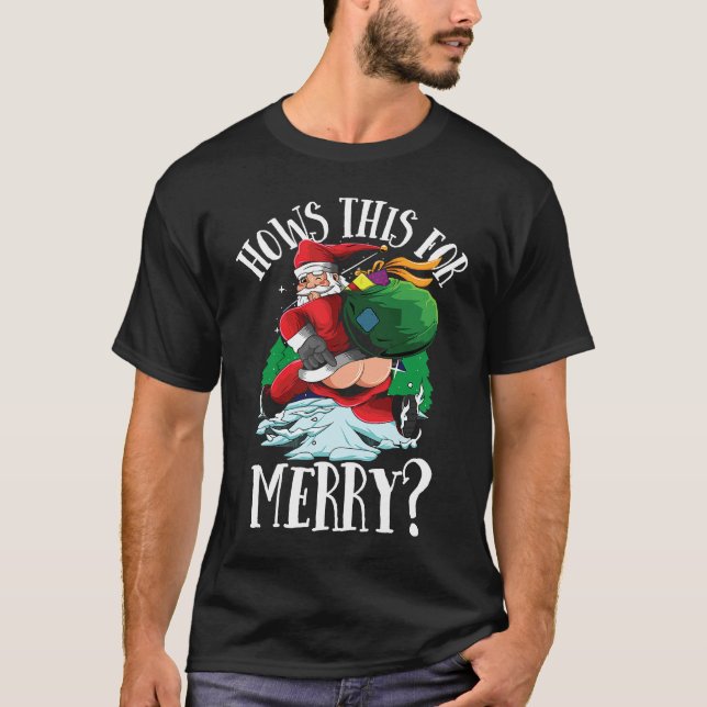 Very naughty Santa List Merry Jolly Christmas T Shirt (Framsida)