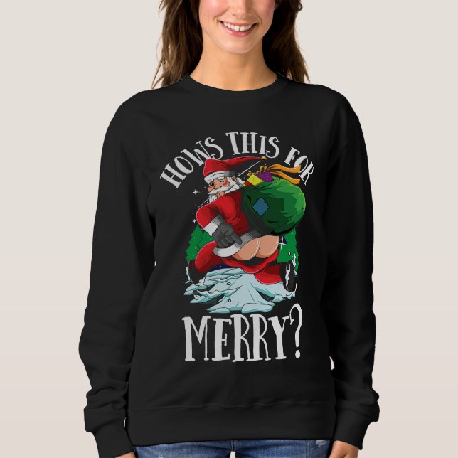 Very naughty Santa List Merry Jolly Christmas T Shirt (Framsida)