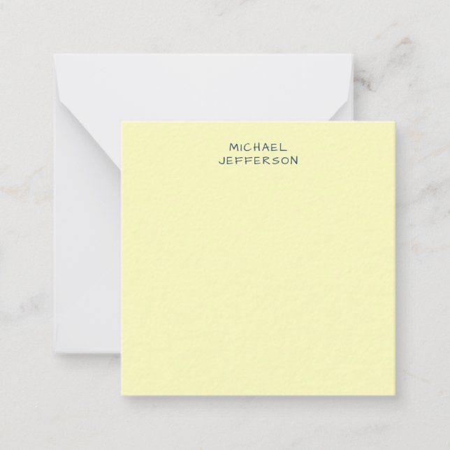 Very Pale Yellow Minimalist Plain Modern Name Anteckningskort (Framsida)