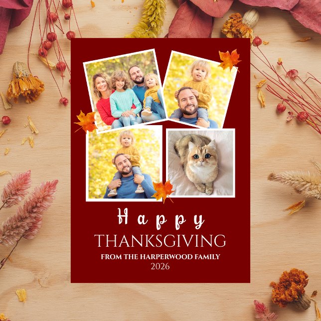 Very Thankful | Fall thanksgiving family 4 photo Julkort (Skapare uppladdad)