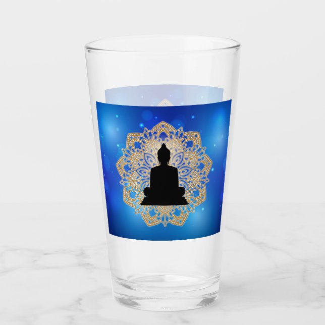 Vesak-dagen Buddha och Mandala Vaisakha Purnima Glaskopp (Framsida)