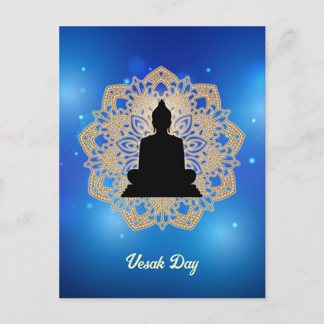 Vesak-dagen Buddha och Mandala Vaisakha Purnima Vykort (Framsida)