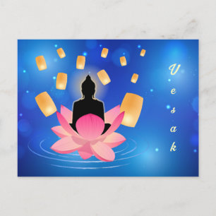 Vesak-dagen Buddha på Lotuslykta Vaisakha Vykort