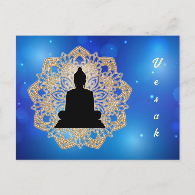 Vesak Day Buddha och Mandala Vaisakha Purnima Vykort (Framsida)