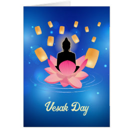Vesak Day Buddha på Lotus Lantern Vaisakha Hälsningskort