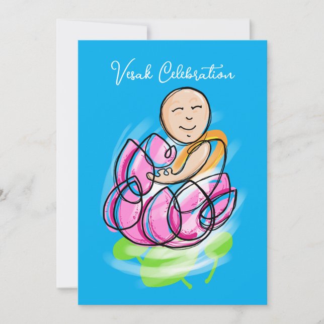 Vesak Lotus Munk Zen Inbjudningar (Framsida)