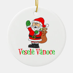 Vesele Vanoce tjeckisk jul Santa Julgransprydnad Keramik