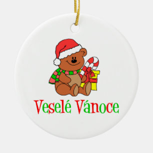 Vesele Vanoce tjeckisk julbjörn Julgransprydnad Keramik