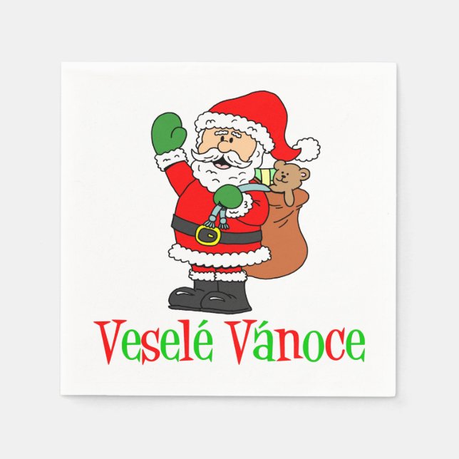 Vesele Vanoce Tjeckiska jultomten Napkins Pappersservett (Framsidan)