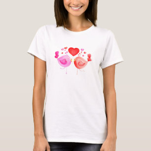 Vesisk love birds vattenfärgsdel t-shirt