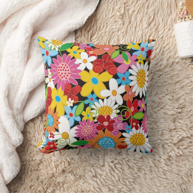 Vesiskt färgat Vår blommor Garden Chic Cute Kudde (Filt)