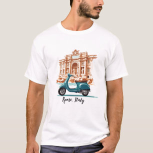 Vespa framför Trevi Fontän i Rom T Shirt