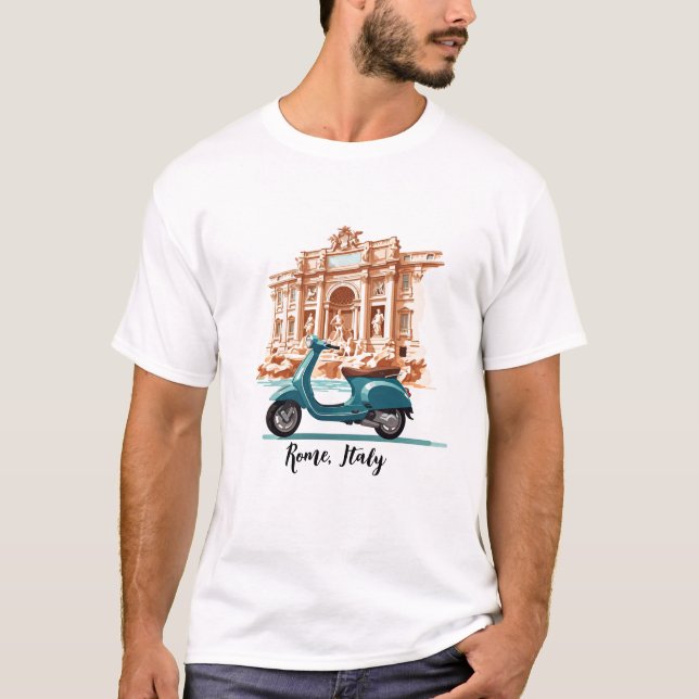 Vespa framför Trevi Fontän i Rom T Shirt (Framsida)