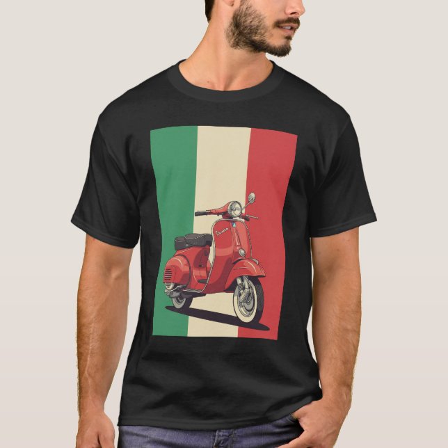 Vespa Italienska Flagga T Shirt (Framsida)
