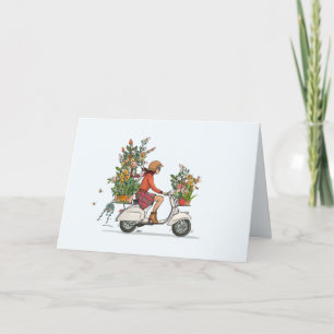 Vespa scooter träffade bloemen helgkort
