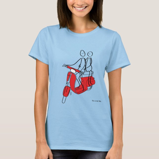 Vespa.Stickman på en Vespa. Tee (Framsida)