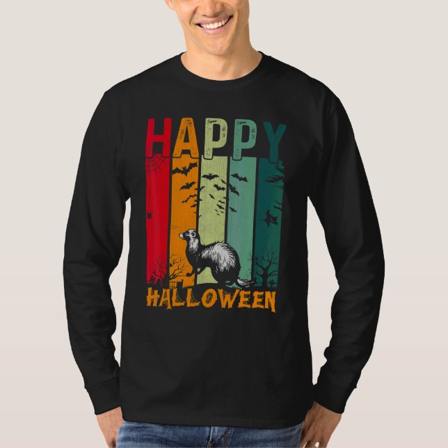 Vesslor   Flickor Pojkar Retro Stil Halloween Midd T Shirt (Framsida)