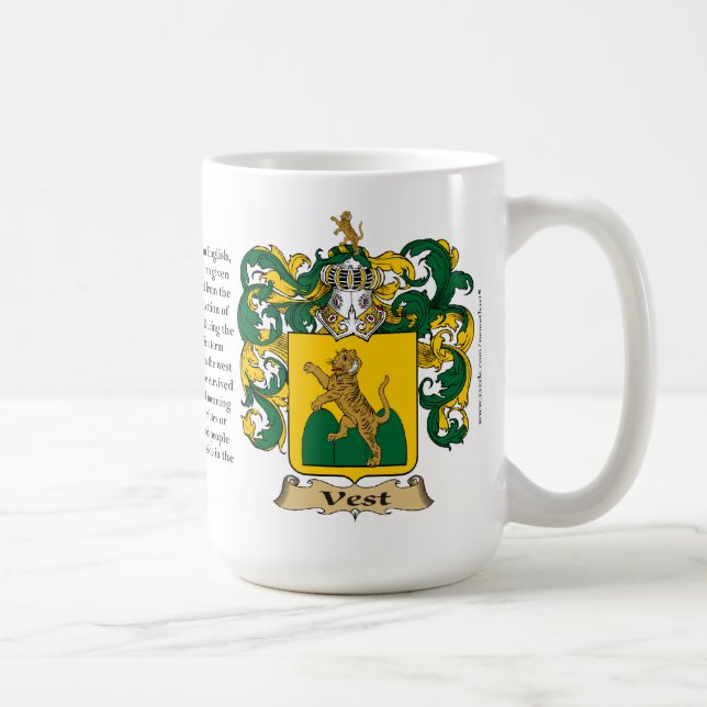 Vest, ursprung, det menande och vapenskölden kaffemugg (Höger)
