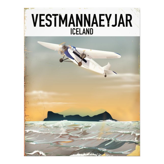 Vestmannaeyjar Island resemålning affisch. Fototryck (Framsidan)