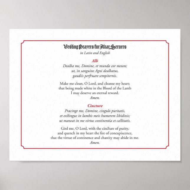Vests Prayers for Altar Servers (Alb) Poster (Framsidan)