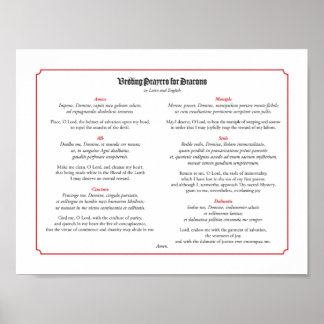 Vests Prayers for Deacons in Latin and English Poster