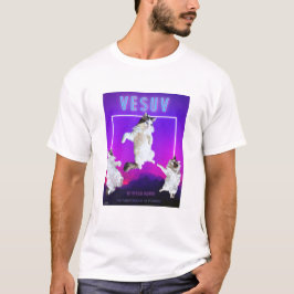 Vesuv Cat 9 Lives Funny Neon T-Shirt Unisex