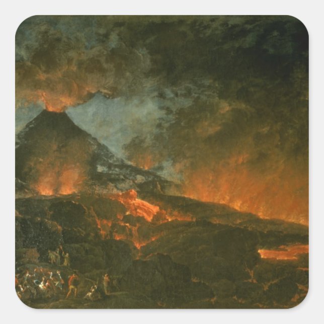 Vesuvius Erupting Fyrkantigt Klistermärke (Framsida)