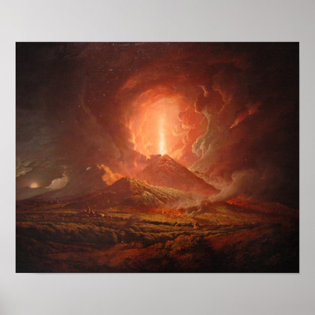 Vesuvius från Portici, Joseph Wright of Derby Poster (Framsidan)