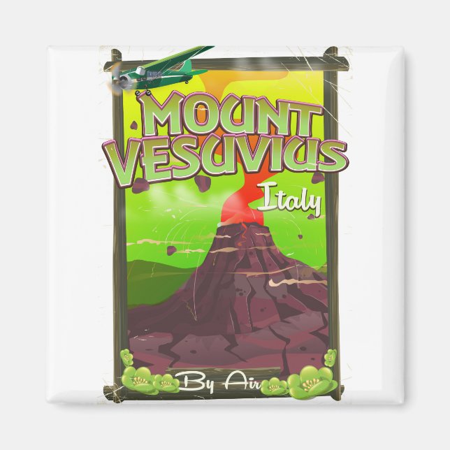 Vesuvius italiensk tecknad vulkan magnet (Framsidan)