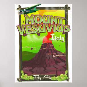 Vesuvius italiensk vulcano tecknad poster