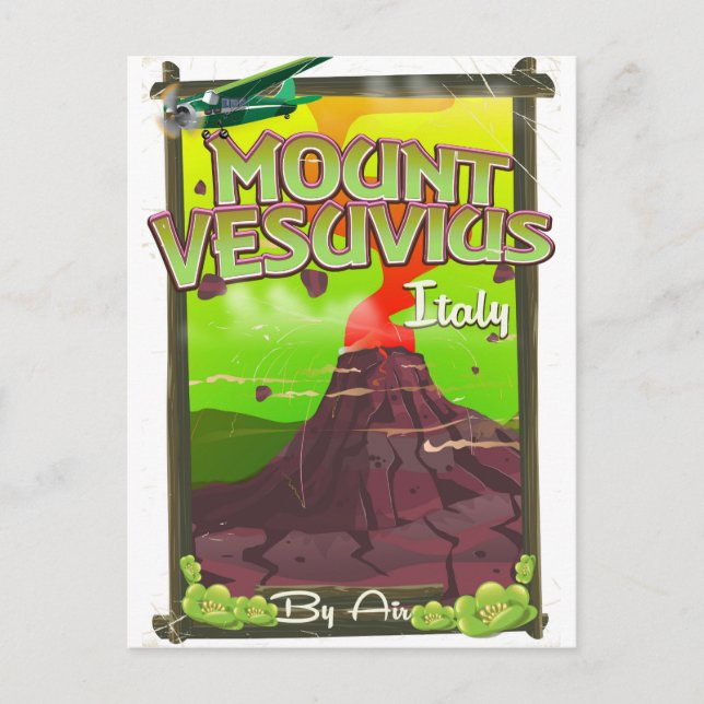 Vesuvius italiensk vulcano tecknad vykort (Framsida)