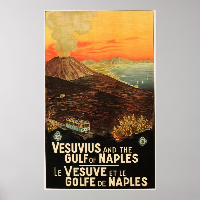 VESUVIUS och Bukt i Neapels ENIT Italien Helgdag Poster (Framsidan)