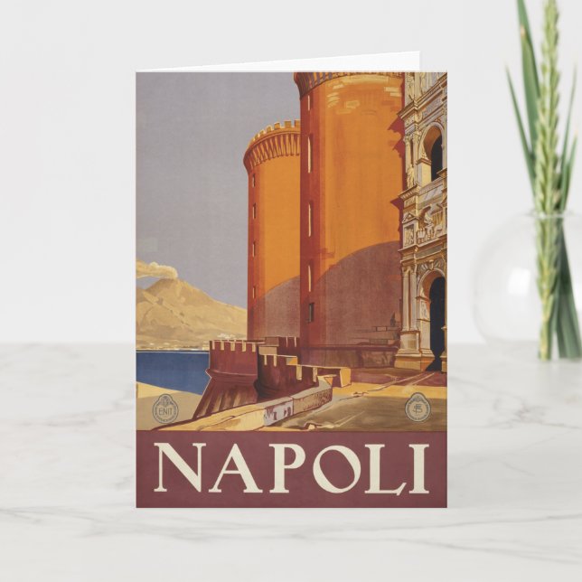Vesuvius reseposter och Neapelbukten Kort (Framsida)