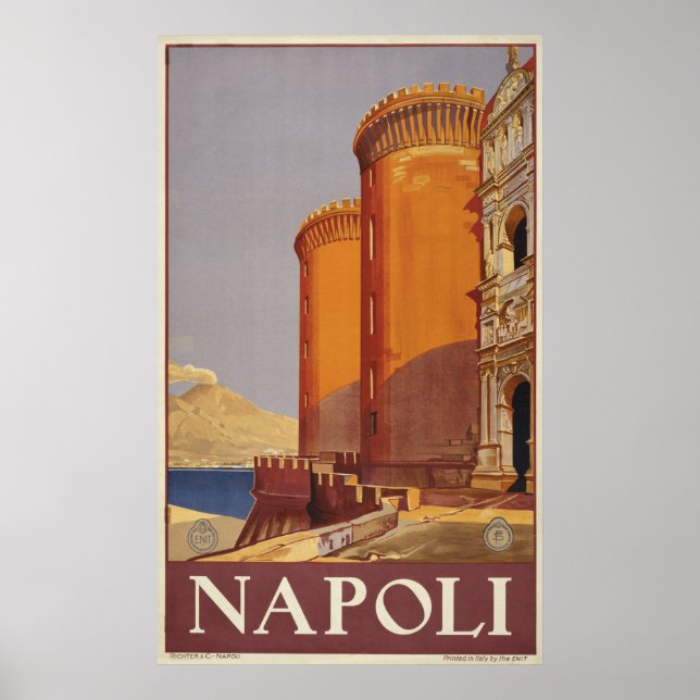 Vesuvius reseposter och Neapelbukten Poster (Framsidan)