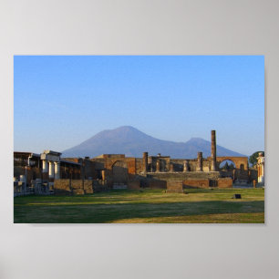 Vesuvius syn på ruinerna i Pompeii Poster