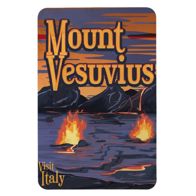 Vesuvius vulcano-reseaffisch magnet (Vertikal)
