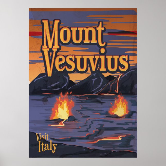 Vesuvius vulcano-reseaffisch poster (Framsidan)