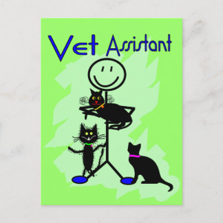 Vet assistent Stick person med Svarta katter Vykort