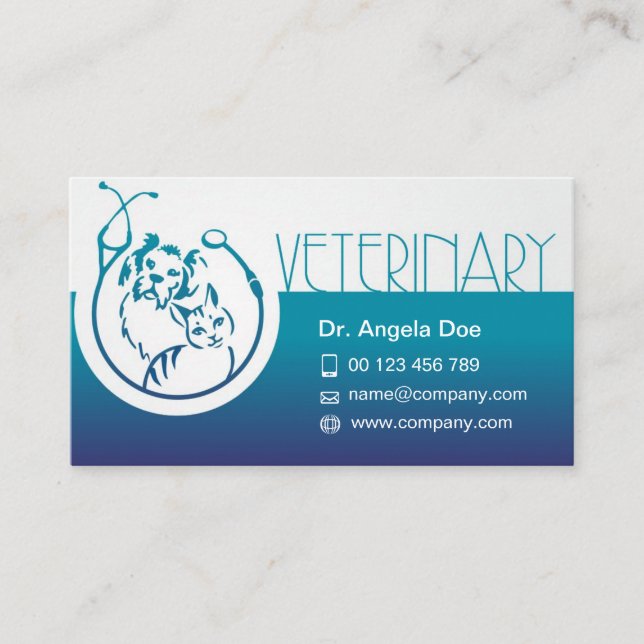 Vet Business Card for Veterinary Clinic  Visitkort (Framsida)