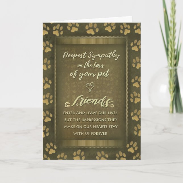 Vet & Business Sympathy Pet Brown Guld Card Kort (Framsida)