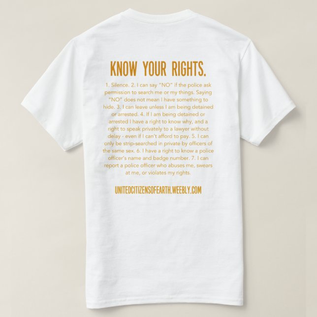 Vet din rättigheter tee shirt (Design baksida)