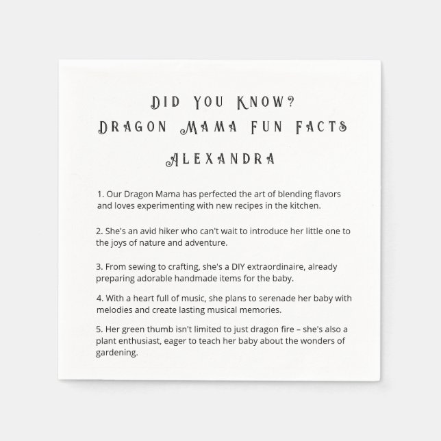 Vet du? Dragon Mamma Roligt Facts Pappersservett (Framsidan)