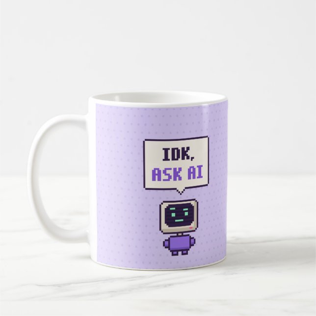 Vet ej, fråga AI Rolig AI Pixel-mugg Kaffemugg (Vänster)