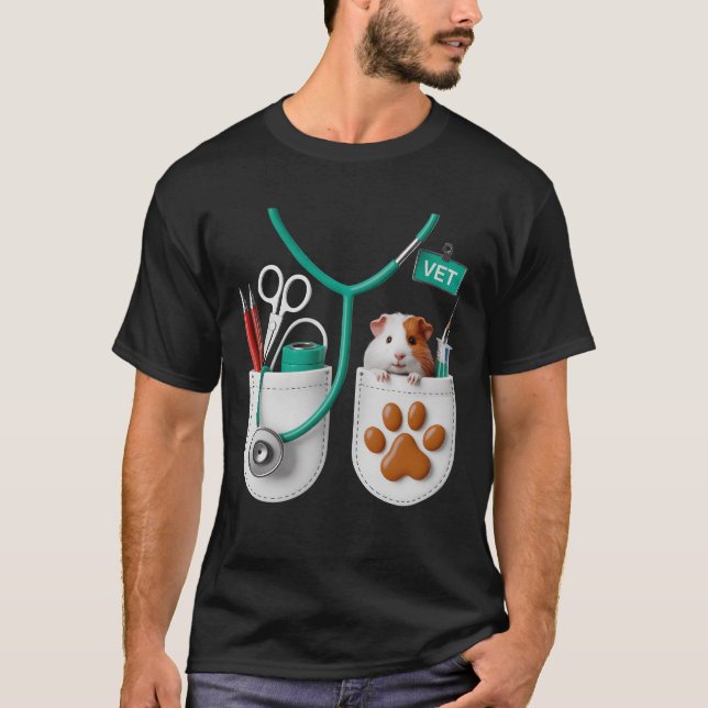 VET Guinea Pig Cute Veterinary Pet Animal Doctor H T Shirt (Framsida)